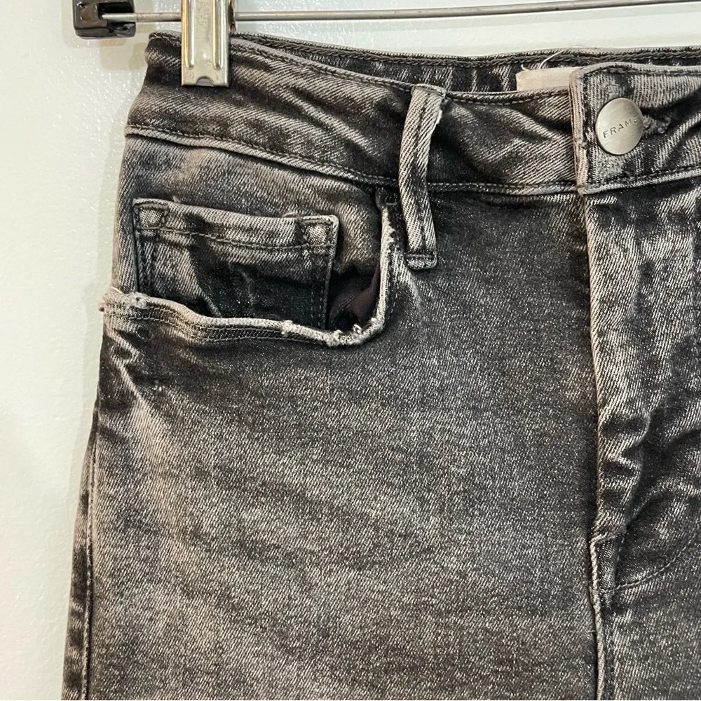 Frame Denim Black Gray Mini Boot Jeans